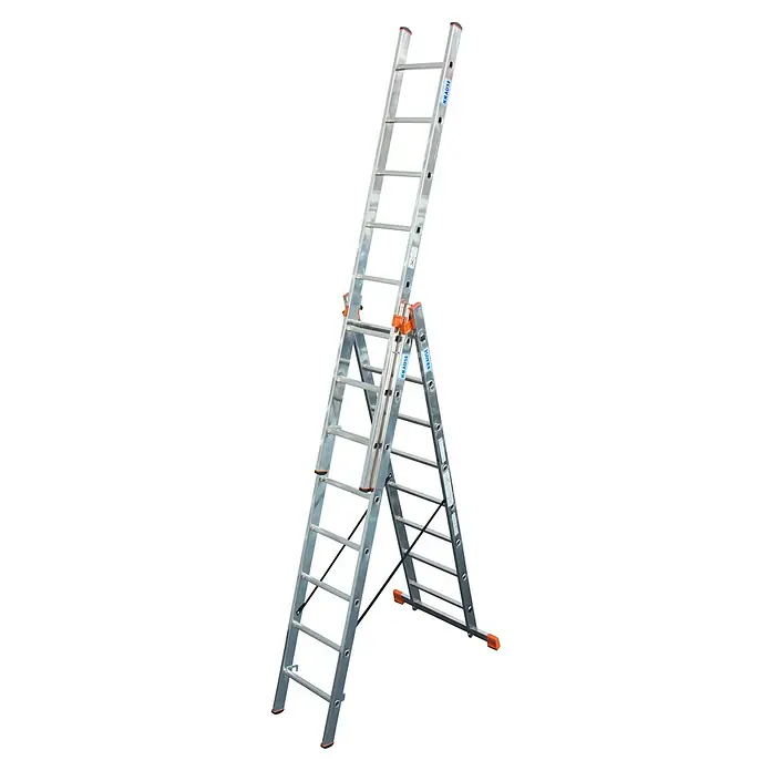 Krause Monto Večnamenska lestev [SI] Tribilo - Funkcija stopnic, Delovna višina: 6,05 m, 3 x 8 prečk, Aluminij - Pogled pod kotom