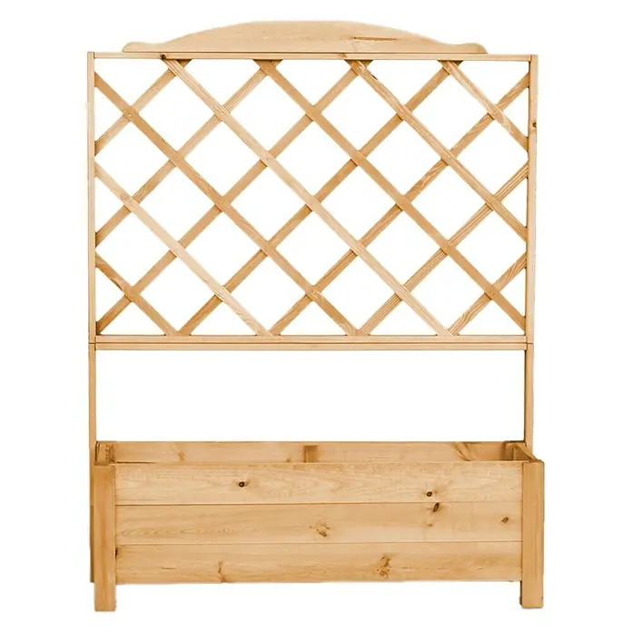 Promadino Pflanzkasten - Außenmaß (L x B x H): 110 x 32 x 140 cm, Holz, Natur - Vorderansicht