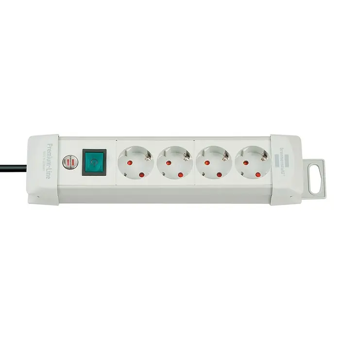 Brennenstuhl Premium-Line Steckdosenleiste - Anzahl Steckdosen Schuko: 4 Stk., Grau, Kabellänge: 1,8 m, Max. Anschlussleistung: 3.680 W