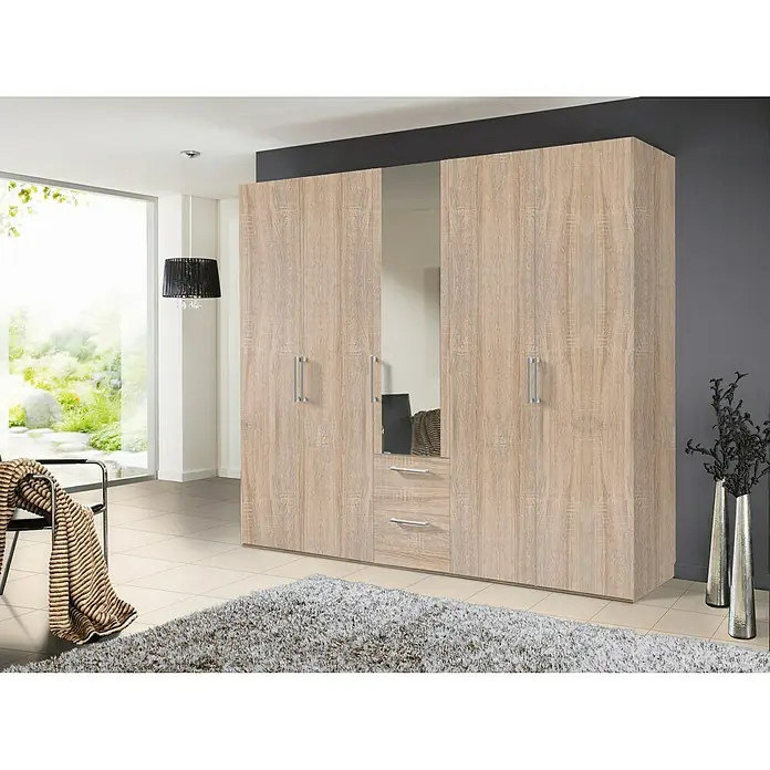 Express Möbel Kleiderschrank Brooklyn - L x B x H: 58 x 250 x 216 cm, Sonoma Eiche, 1 Spiegel, Anzahl Schubladen: 2 Stk. - Stimmungsaufnahme