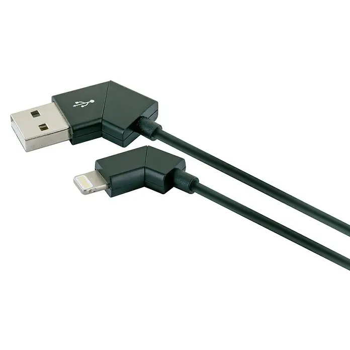 Schwaiger USB-oplaadkabel Apple Lightning-stekker - Zwart, Lengte: 1,2 m - Close-up