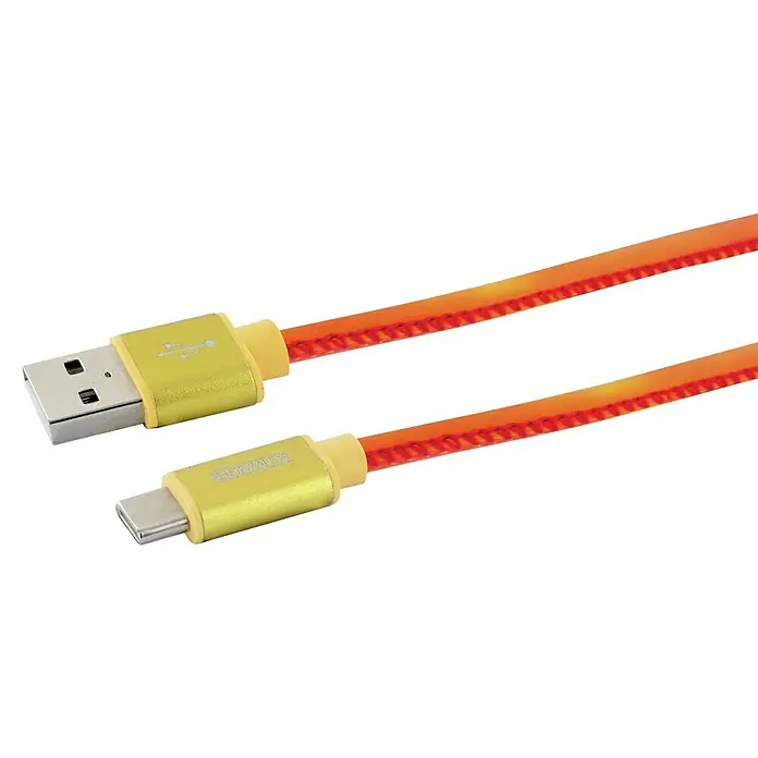 Schwaiger USB-oplaadkabel Type C 3.1 - Rood/geel/goud, Lengte: 1,5 m - Close-up