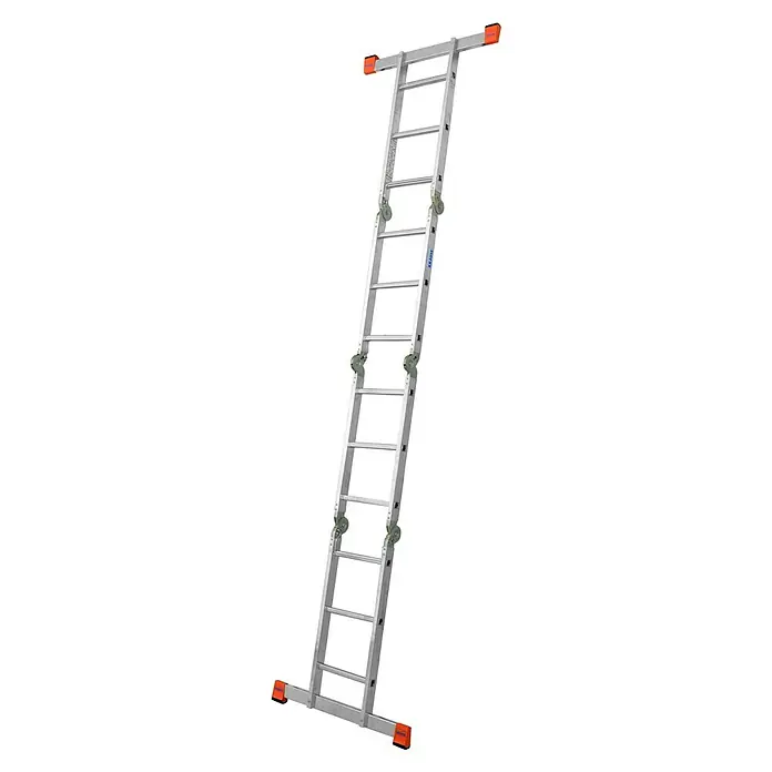 Krause Monto Sprossen-Gelenk-Combileiter MulitMatic - Arbeitshöhe: 4,4 m, 4 x 3 Sprossen - Diagonale Ansicht