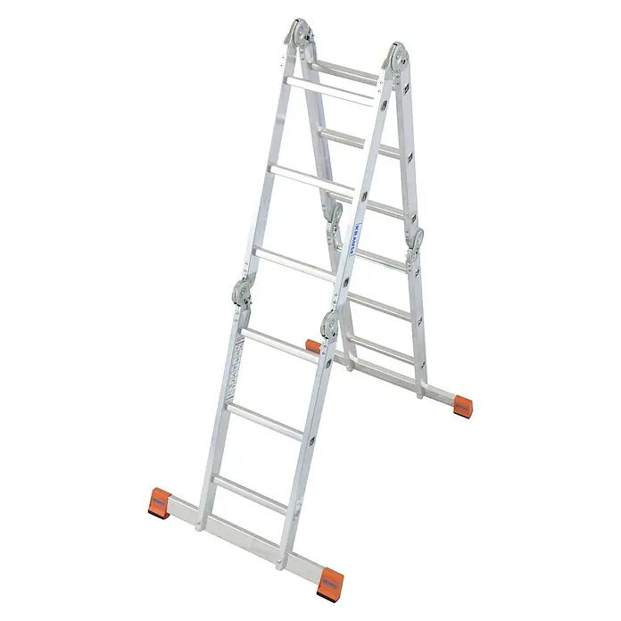 Krause Monto Sprossen-Gelenk-Combileiter MulitMatic - Arbeitshöhe: 4,4 m, 4 x 3 Sprossen - Diagonale Ansicht