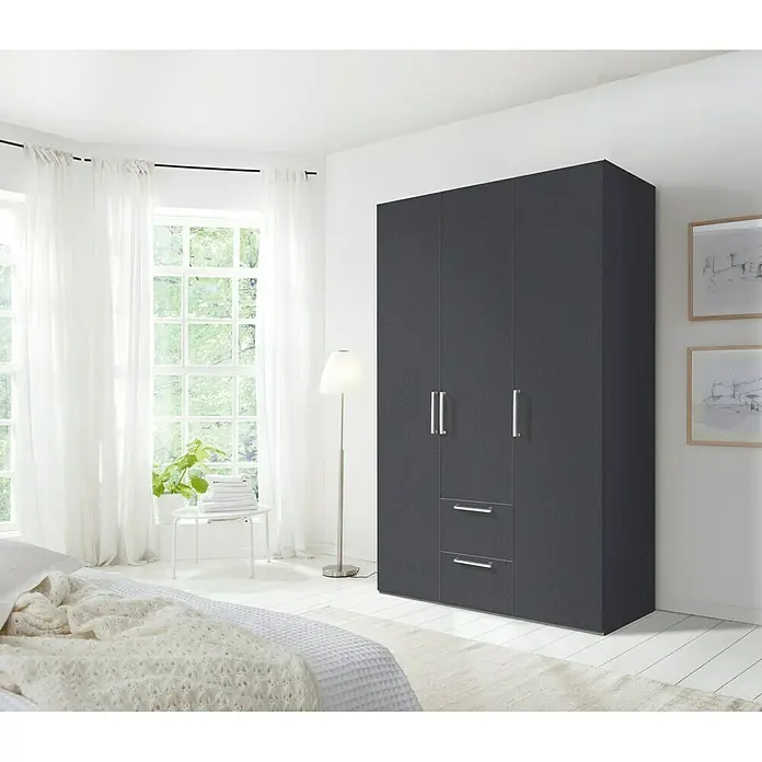 Express Möbel Kleiderschrank Brooklyn - L x B x H: 58 x 150 x 216 cm, Graphit, Ohne Spiegel, Anzahl Schubladen: 2 Stk. - Stimmungsaufnahme