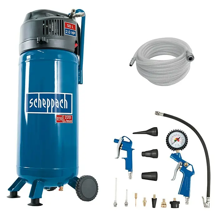 Scheppach Kompressor VC52PRO-SE - 10 bar, 1,5 kW, Kesselinhalt: 50 l - Diagonale Ansicht