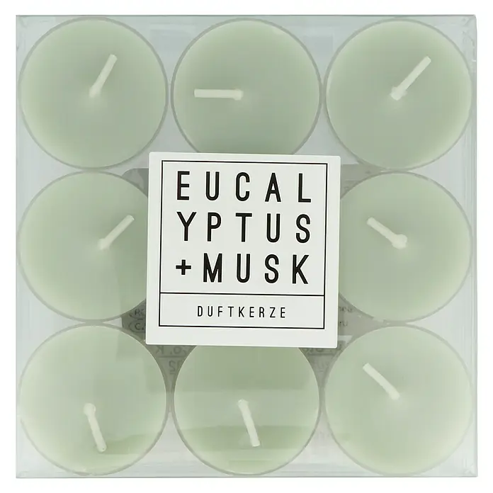 Teelichter Duft - 9 Stk., Grün, Eucalyptus und Musk - Draufsicht