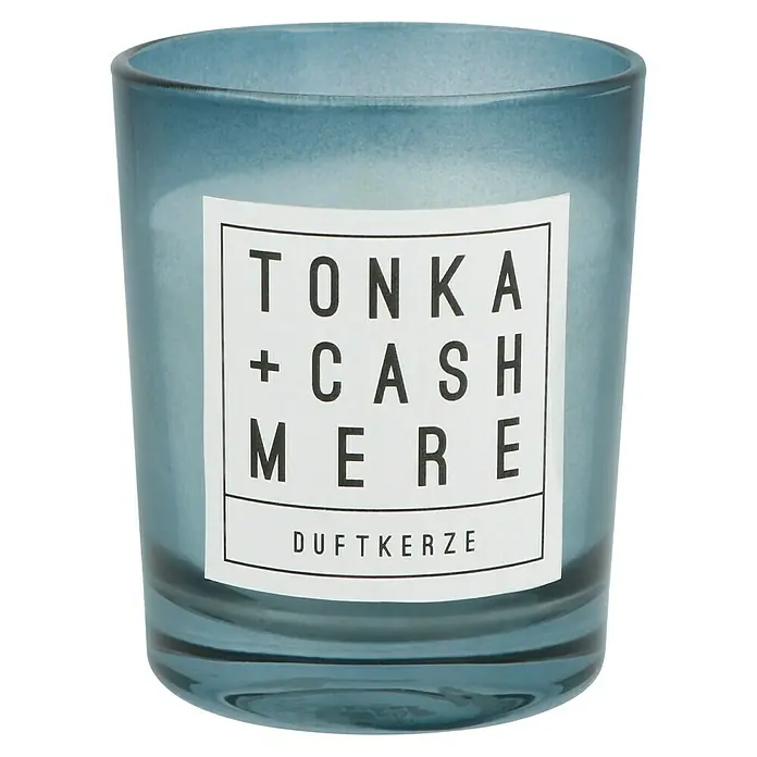 Duftkerze - Im Glas, Tonka und Cashmere, Ø x H: 6,5 x 7,9 cm - Vorderansicht