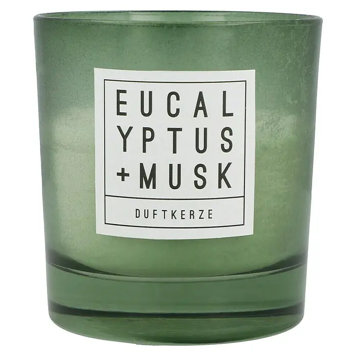Duftkerze - Im Glas, Eucalyptus und Musk, Ø x H: 8,8 x 9,3 cm - Vorderansicht