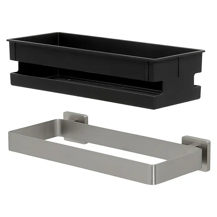 Tiger Dock Douchekorf - 138 x 300 x 80 mm, Geborsteld RVS - Diagonaal zicht