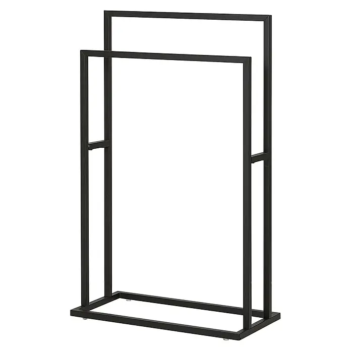 Sealskin Handdoekhouder Carré - Zwart, l x b x h: 240 x 480 x 785 mm - Diagonaal zicht
