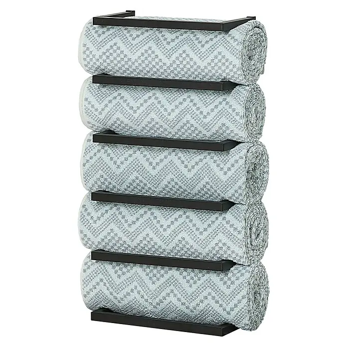 Sealskin Handdoekhouder Carré - Zwart, l x b x h: 120 x 240 x 480 mm - Toepassingsvoorbeeld