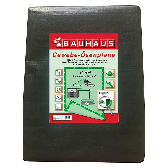BAUHAUS Gewebe-Ösenplane - Maße: 2 x 3 m, Grammatur: 110 g/m², Kunststoff