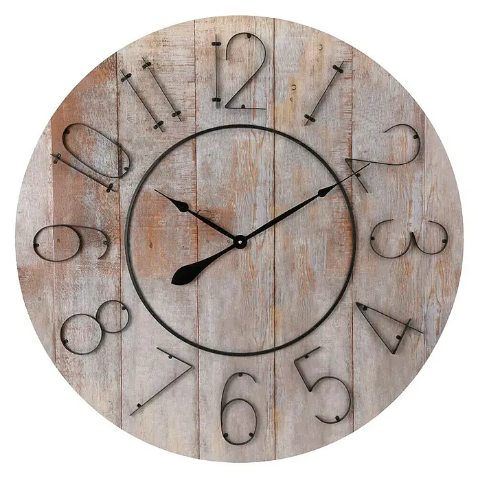 Reloj de pared redondo Vintage - Marrón, Diámetro: 88 cm