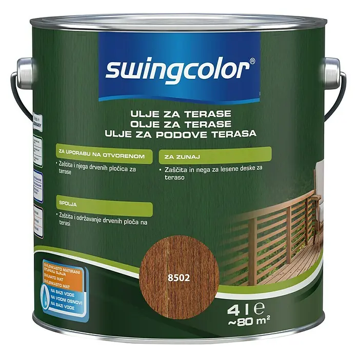 swingcolor Ulje za terasu - Boja: Bangkirai, 4 l, Svilenkasti mat - Pogled sprijeda