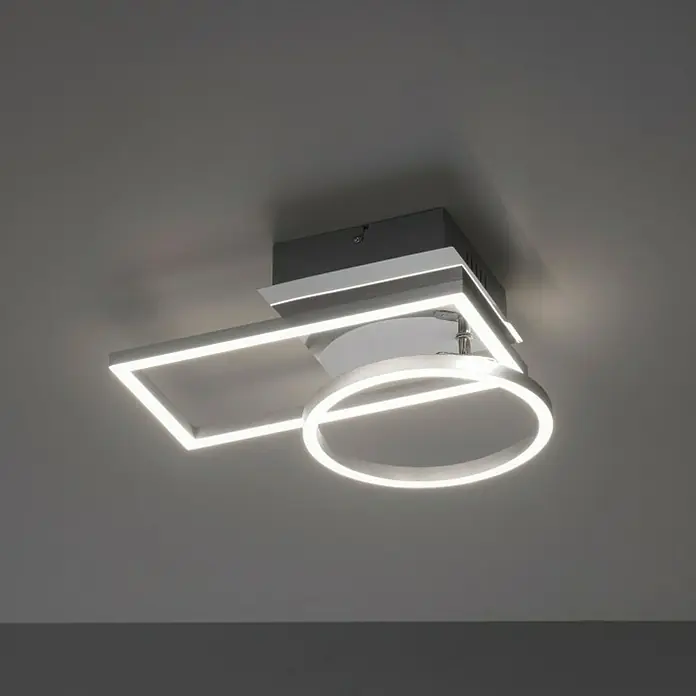 LeuchtenDirekt Plafón LED Iven - 18 W, L x An x Al: 26 x 37 x 7,1 cm, Níquel, Blanco, Blanco cálido - Foto ambiente