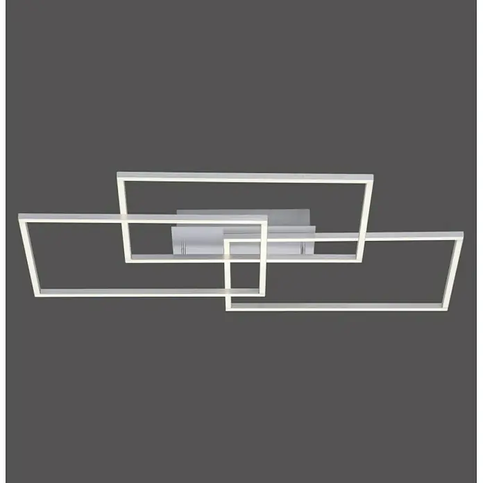 LeuchtenDirekt Plafón LED Iven - 27 W, L x An x Al: 33,5 cm x 54 cm x 7,5 mm, Níquel, Blanco, Blanco cálido - Foto ambiente