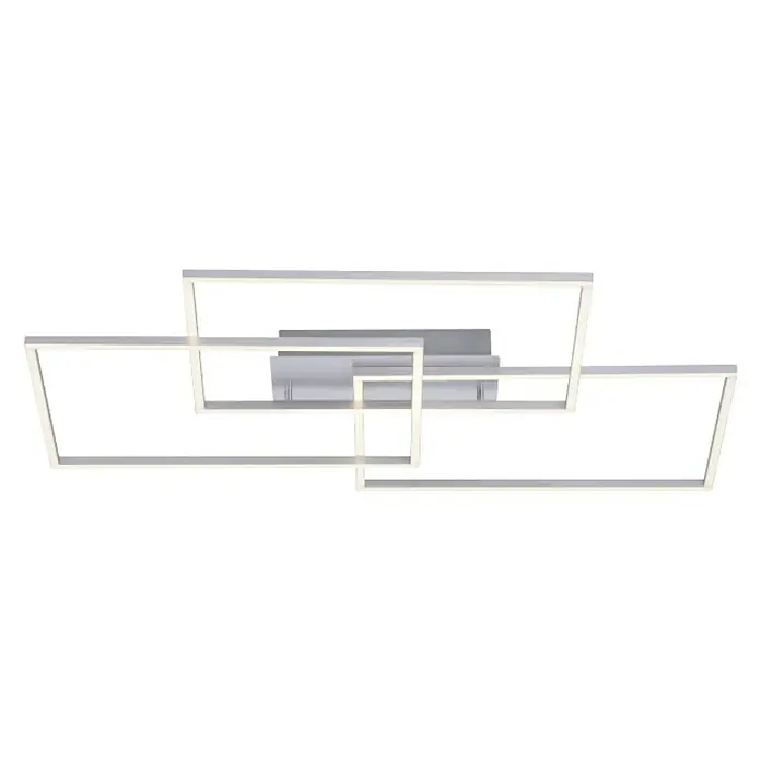 LeuchtenDirekt Plafón LED Iven - 27 W, L x An x Al: 33,5 cm x 54 cm x 7,5 mm, Níquel, Blanco, Blanco cálido - Vista ascendente
