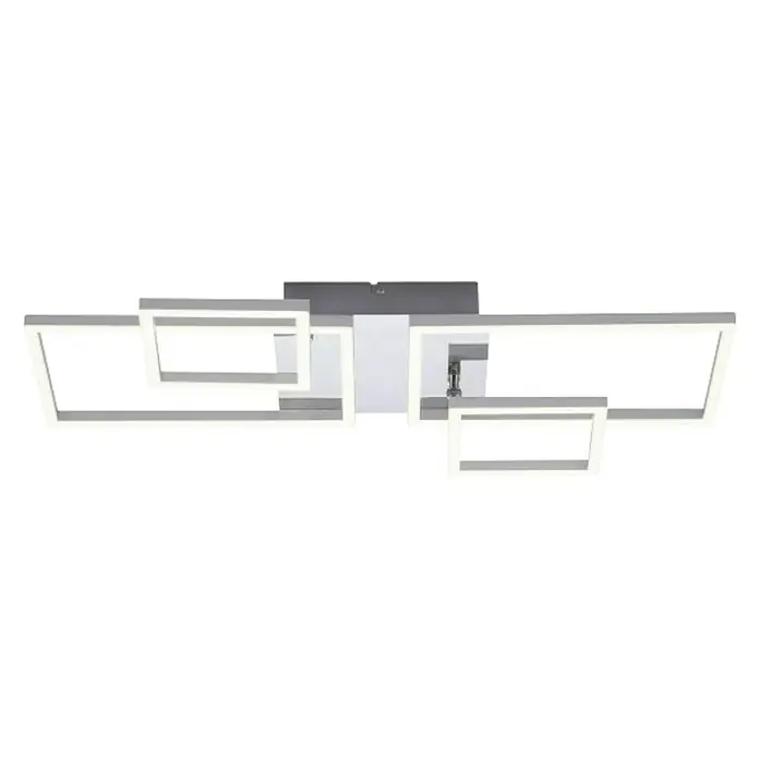LeuchtenDirekt Plafón LED Iven - 35 W, L x An x Al: 33,8 x 65 x 7,5 cm, Níquel, Blanco, Blanco cálido - Vista angular