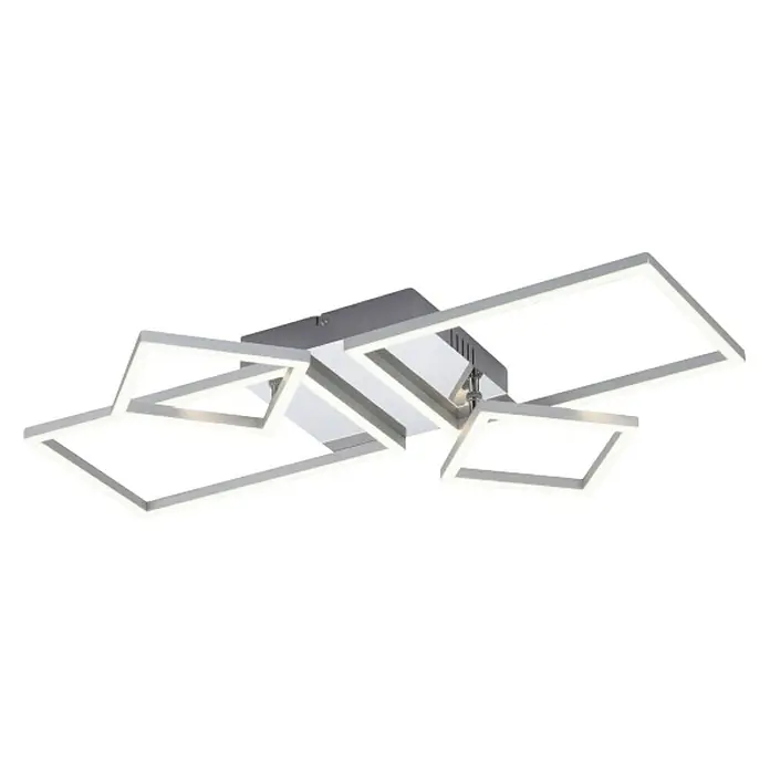 LeuchtenDirekt Plafón LED Iven - 35 W, L x An x Al: 33,8 x 65 x 7,5 cm, Níquel, Blanco, Blanco cálido - Vista angular