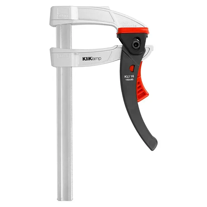 Bessey Magnézium bilincs KliKlamp KLI 16 - Fesztávolság: 160 mm, Kihúzás / kiterjedés: 80 mm - Elülső nézet