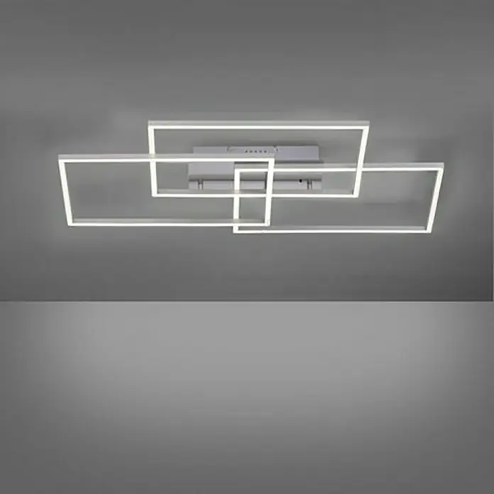 LeuchtenDirekt Plafón LED Iven - 39 W, L x An x Al: 50 x 82 x 7,8 cm, Níquel, Blanco frío - Foto ambiente