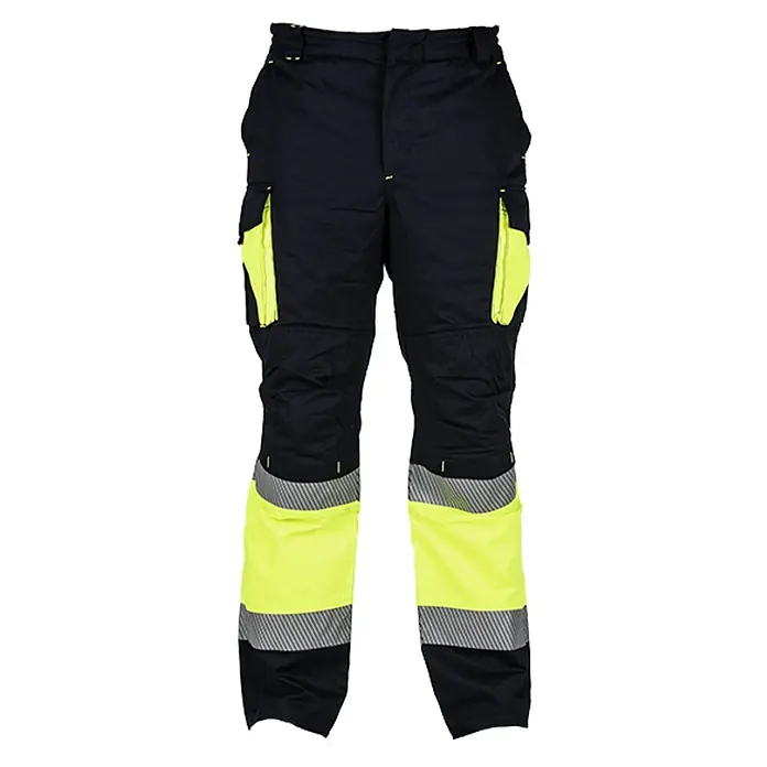Pantalones de trabajo Kingsman Starlight - 46, Navy/Amarillo flúor, 65% Poliéster 35% Algodón - Vista frontal