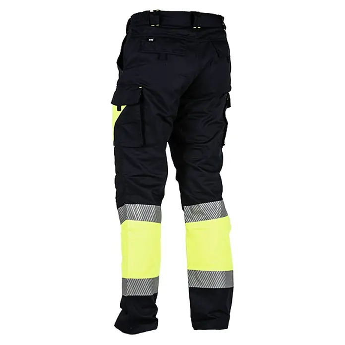 Pantalones de trabajo Kingsman Starlight - 46, Navy/Amarillo flúor, 65% Poliéster 35% Algodón - Vista angular