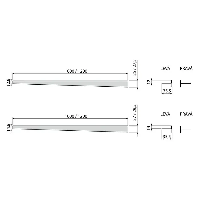 Alcaplast Fliesenprofil Links - Edelstahl, Silber, 100 x 2,75 cm, 12 mm Kantenhöhe