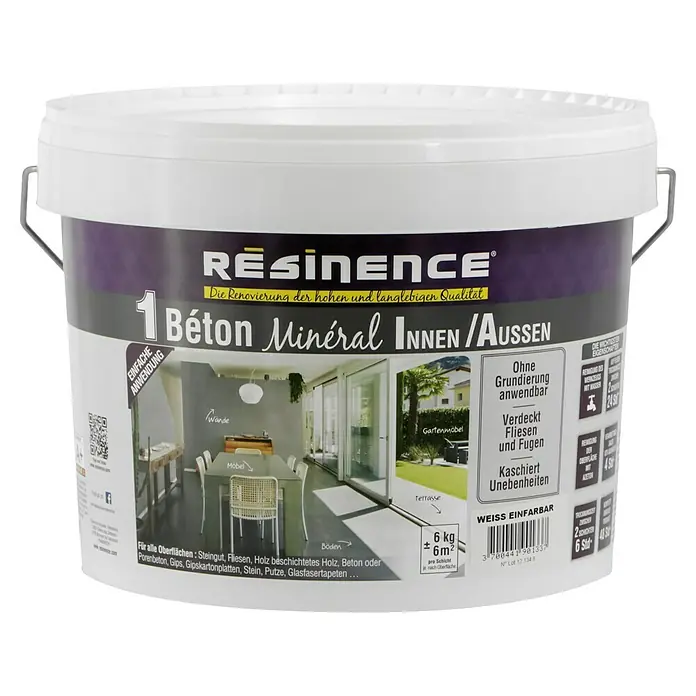 Résinence Béton Minéral Betonputz Béton Minéral - Weiß, 6 kg - Vorderansicht