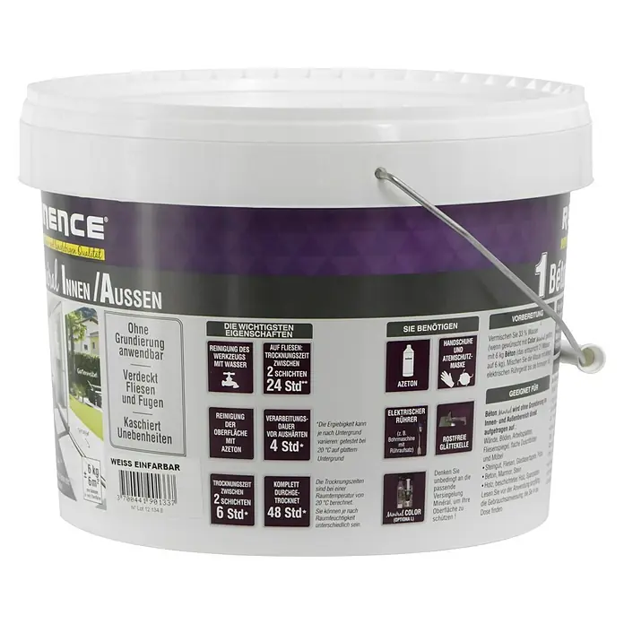 Résinence Béton Minéral Betonputz Béton Minéral - Weiß, 6 kg - Linke Seitenansicht