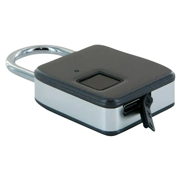 Schwaiger Vingerafdrukslot USB Type C - Antraciet - Diagonaal zicht