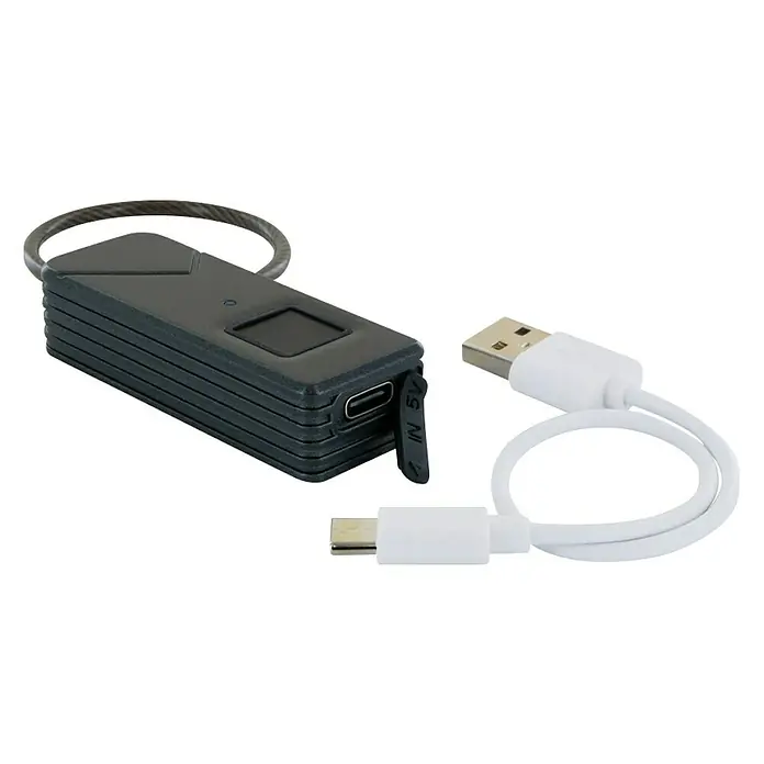 Schwaiger Vingerafdrukslot USB Type C - Antraciet - Diagonaal zicht