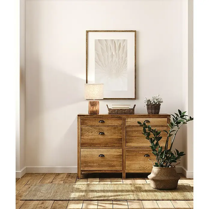 Honsel Leuchten Tischleuchte Malik - 40 W, L x B x H: 20 x 20 x 35 cm, Holz, E14 - Stimmungsaufnahme