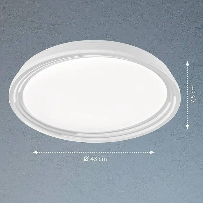 Honsel Leuchten Deckenleuchte rund Dua - 22 W, Ø x H: 430 mm x 7,5 cm, Weiß - Skizze