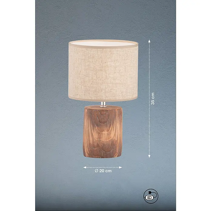 Honsel Leuchten Tischleuchte Malik - 40 W, L x B x H: 20 x 20 x 35 cm, Holz, E14 - Skizze