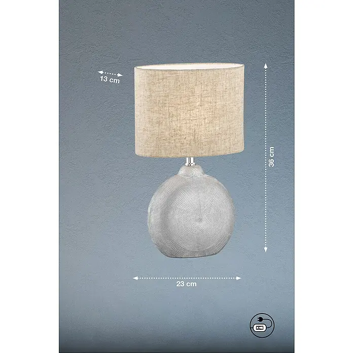Honsel Leuchten Tischleuchte Foro - 40 W, L x B x H: 23 x 13 x 39 cm, Silber, E14 - Skizze