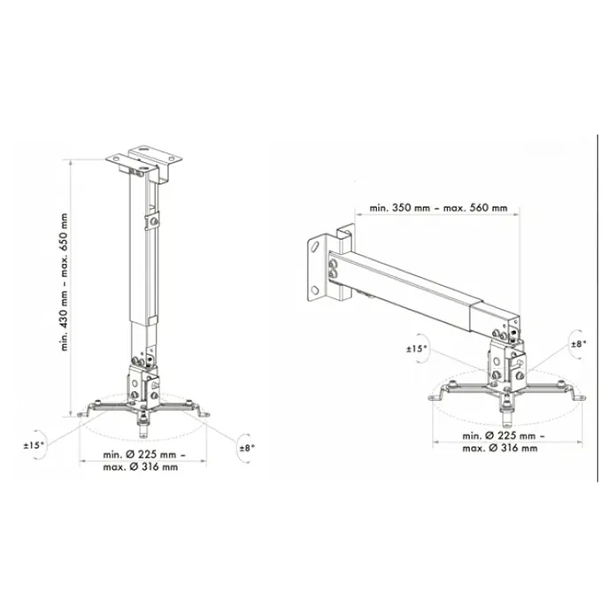 Schwaiger Steun voor beamer of projector - Belastbaarheid: 20 kg - Blauwdruk