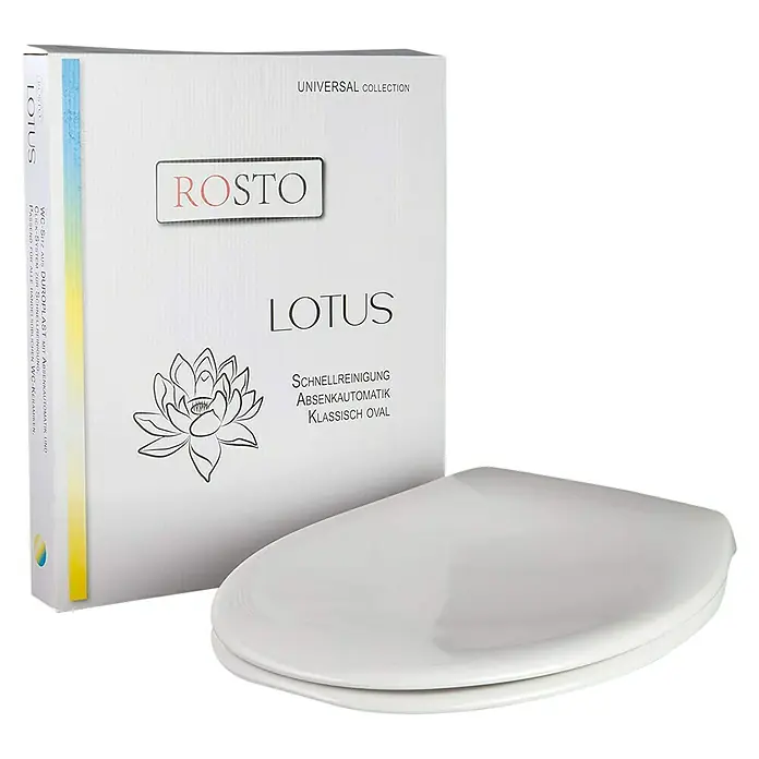 Rosto WC-Sitz LOTUS - Mit Absenkautomatik, Duroplast, Weiß - Diagonale Ansicht