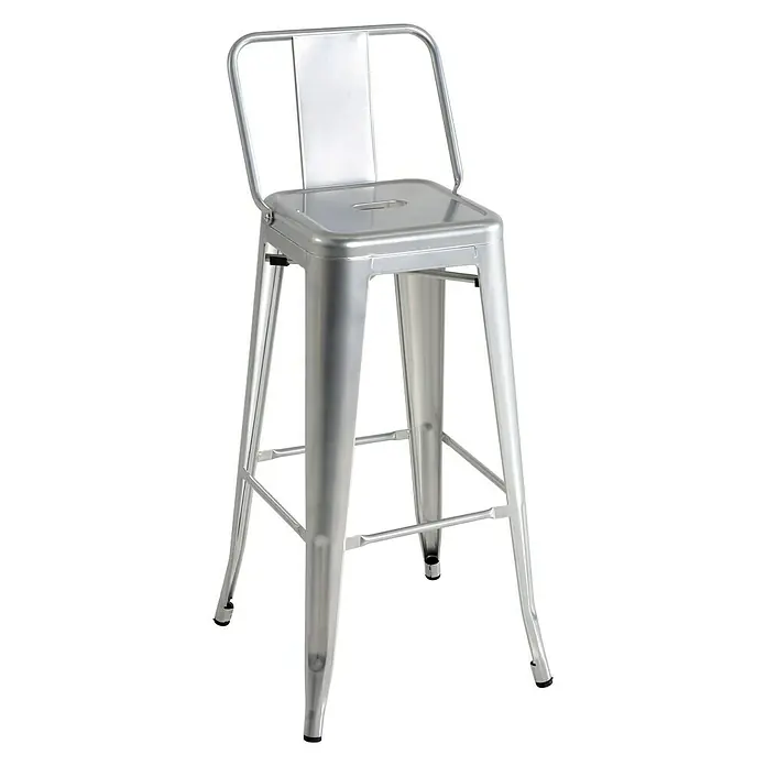 Taburete alto con respaldo - L x An x Al: 43 x 43 x 95 cm, Aluminio