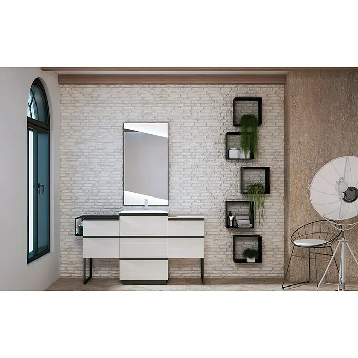 Baden Haus Qubo Ablage Seitenschrank - 46 x 45 cm, Spanplatte, Weiß Rock