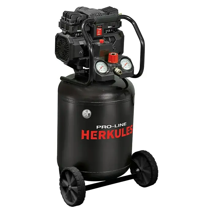 Herkules Pro-Line Flüsterkompressor TB 50V - Motorleistung: 1,1 kW, Kesselinhalt: 50 l - Diagonale Ansicht