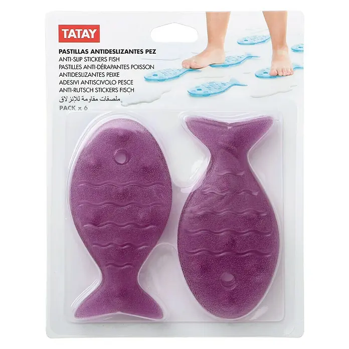 Tatay Alfombra antideslizante Pez - 7 x 15 cm, Berenjena