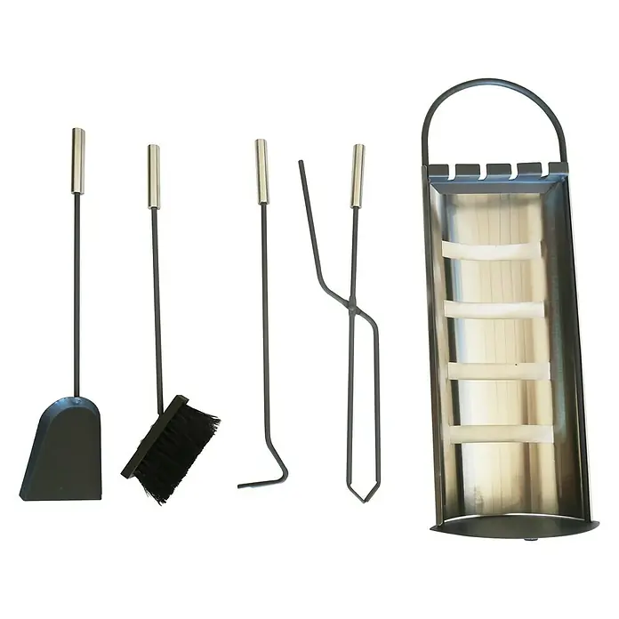 Haardstel Richmond - 4-delig, Zilver, Hoogte: 66 cm - Vooraanzicht