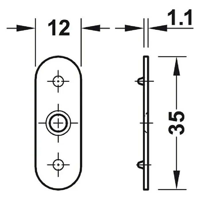 Häfele Magneetsluiting, tegenstuk - Hechtsterkte: 2 kg, l x b x h: 35 x 15 x 1,11 mm - Vooraanzicht