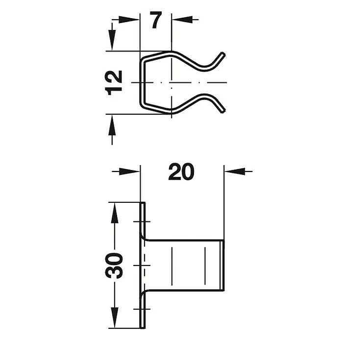 Häfele Veersnapper - l x b x h: 30 x 12 x 20 mm, Staal, Verzinkt - Vooraanzicht
