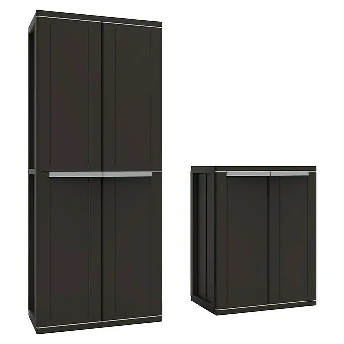 Terry JLine Armario de PVC Alto + Bajo Black - 2 pzs., Negro, Plástico - Vista angular