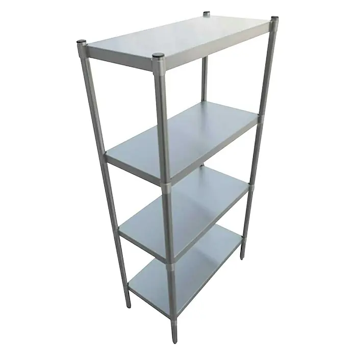 Grillküchen-Modul Regal - L x B x H: 150 x 60 x 180 cm, Edelstahl - Diagonale Ansicht