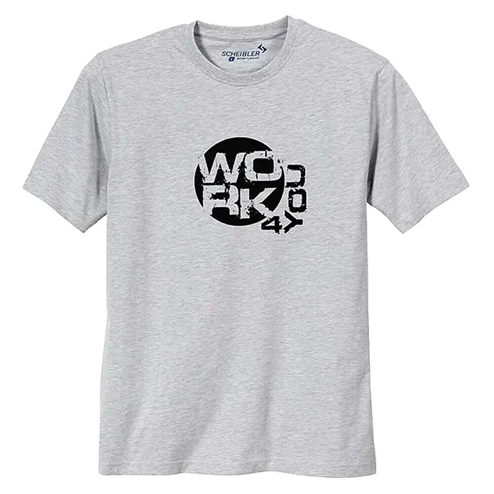 Scheibler T-Shirt work 4 you - XL, Grau-meliert - Vorderansicht