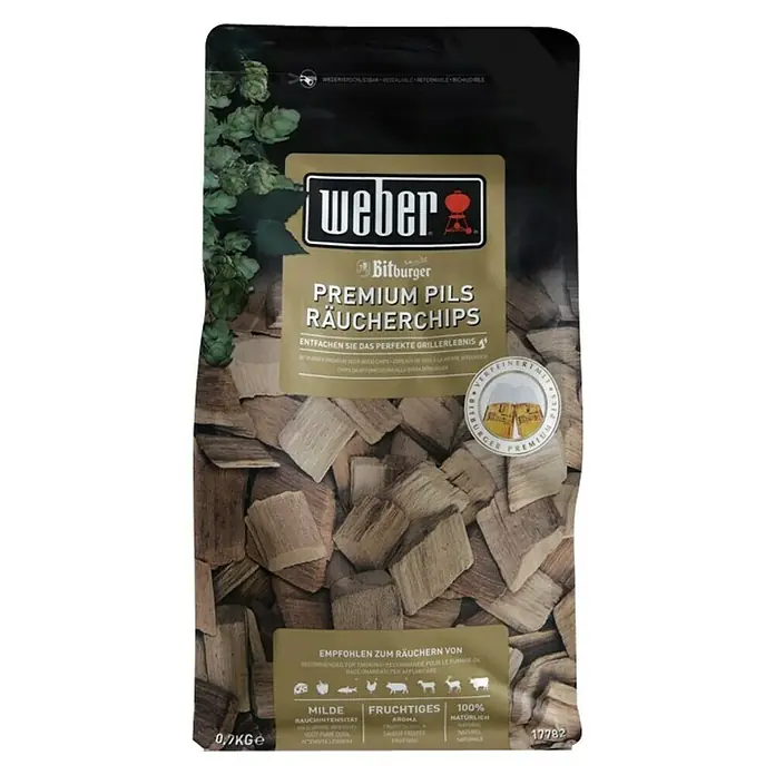 Weber Räucherchips Bitburger Pils - Geeignet für: Geflügel, 700 g - Vorderansicht